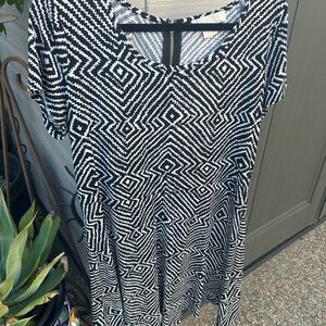 Michael Kors Black and White Geometric Mini Dress
